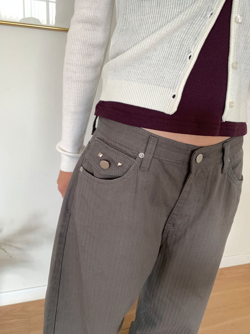 TWILL BACK POCKET STUD PANTS (3C)