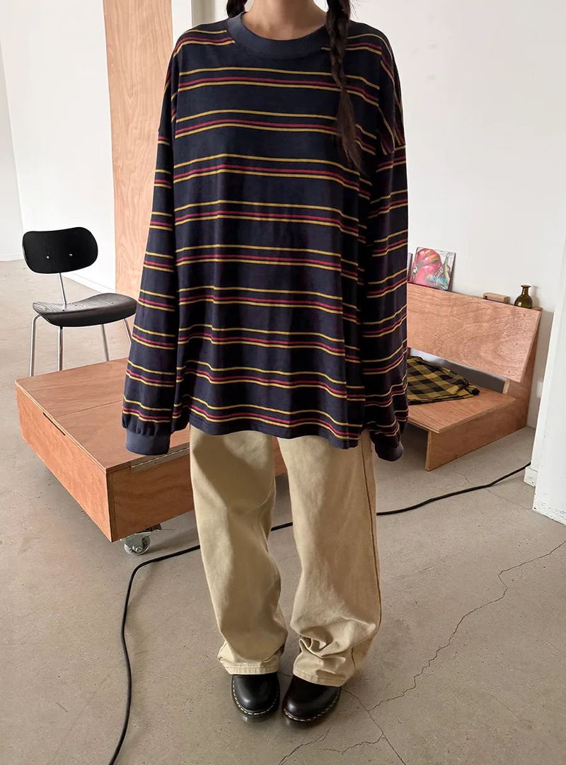 multi stripe boxy T