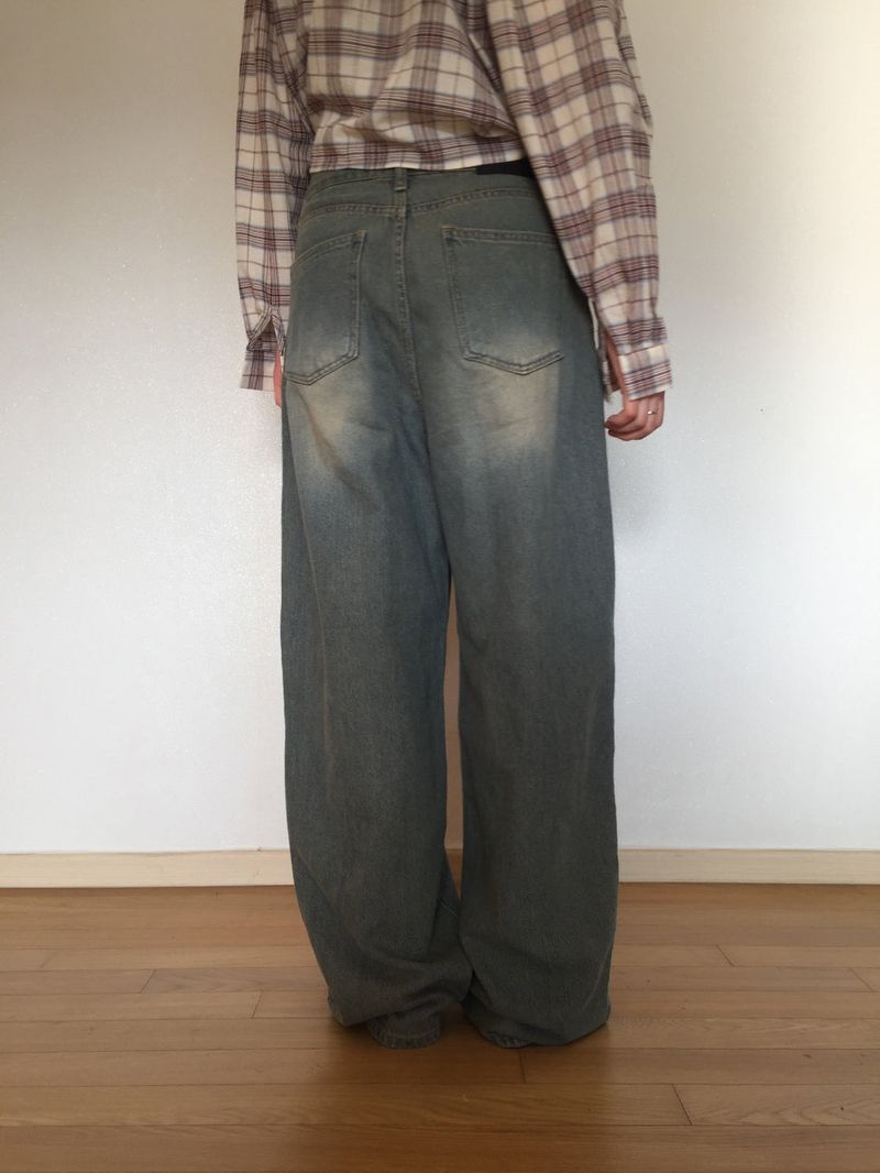 Touch denim wide long pants (2 colors)