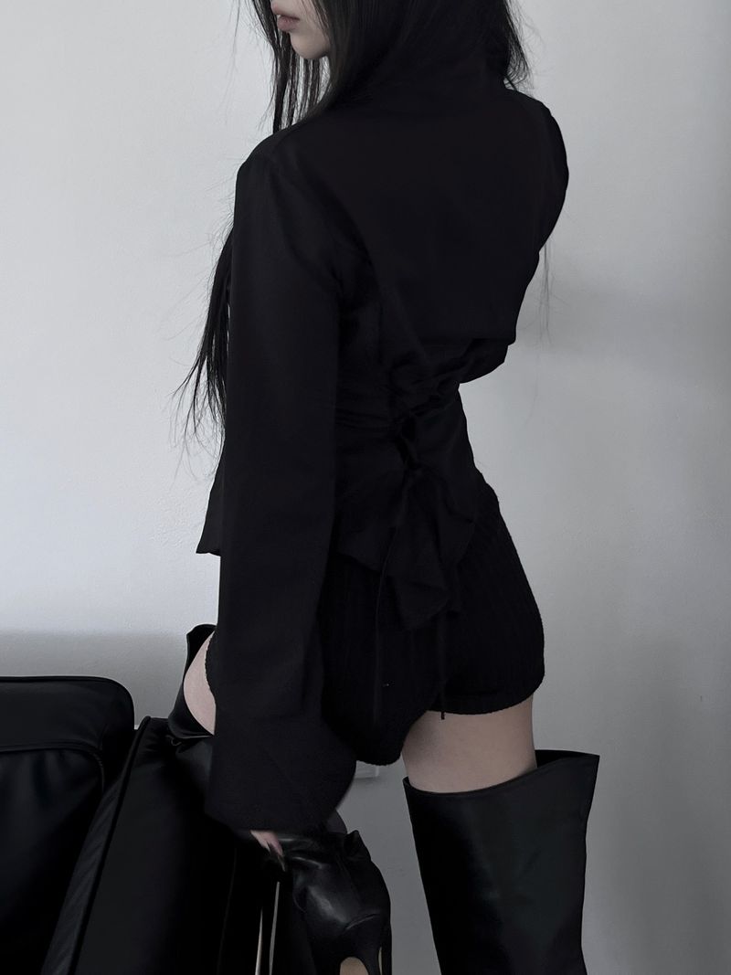 back corset cuff shirt (2color)
