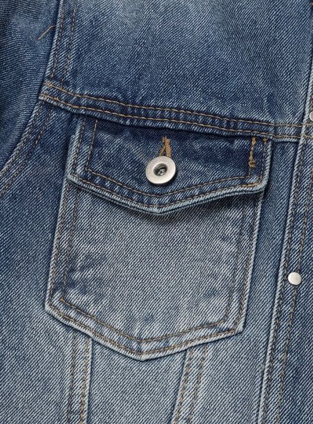 Chike Unbalanced Cropped Denim Jacket
