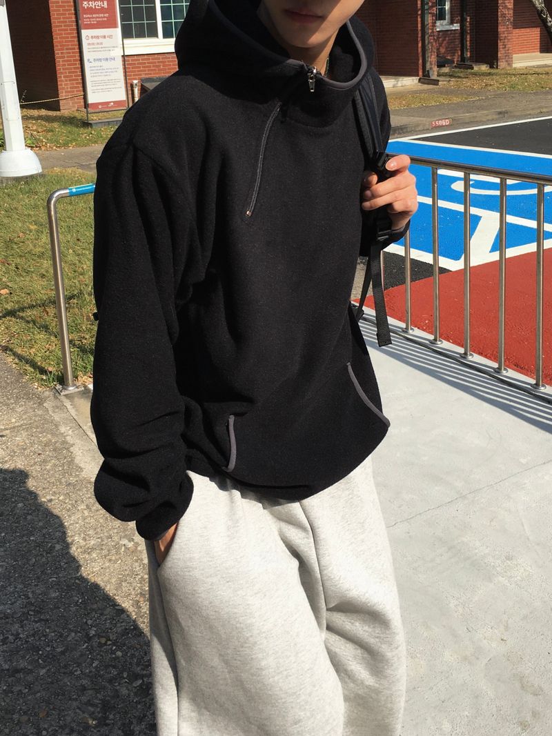 Foil fleece diagonal half-zip 4C