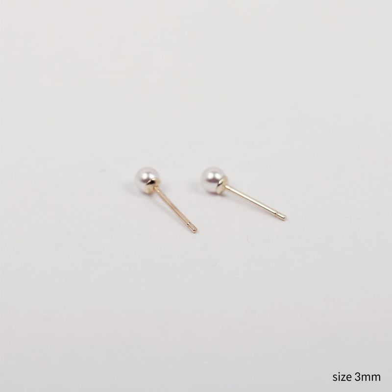 14K Gold Swarovski Pearl Earring (3mm + 14k gold clutch)