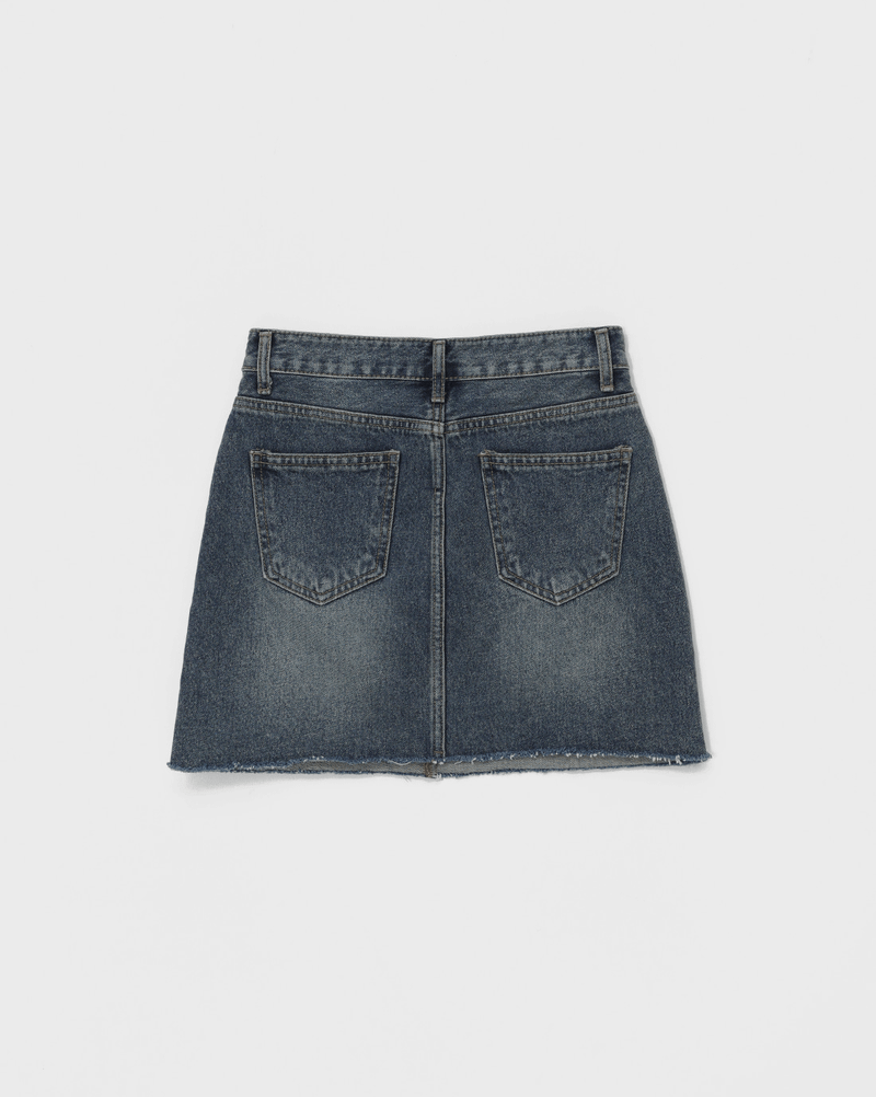 [B-DENIM] CUTTING MINI SKIRT 030
