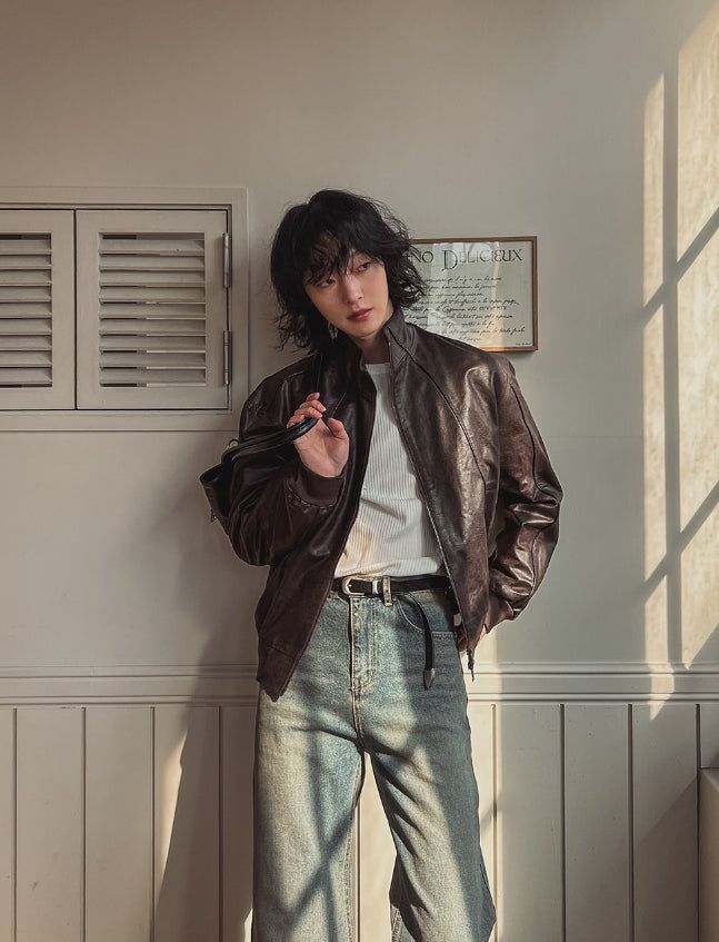 2PLAN(ツープラン)の「Ito Two Way Crack Leather Jacket(Jackets/Outerwear)」