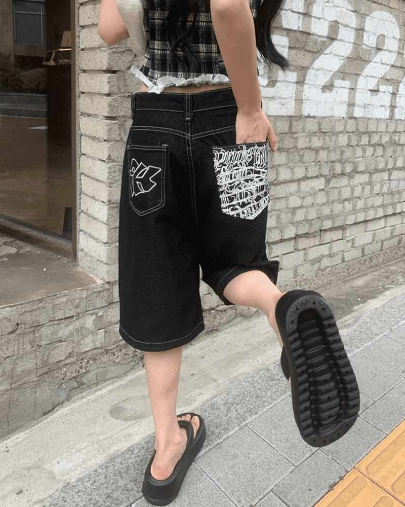 GUSTA（グスタ）の「 [🖤MD PICK] Backline Back Point Bermuda Denim Pants (Black)（Pants）」