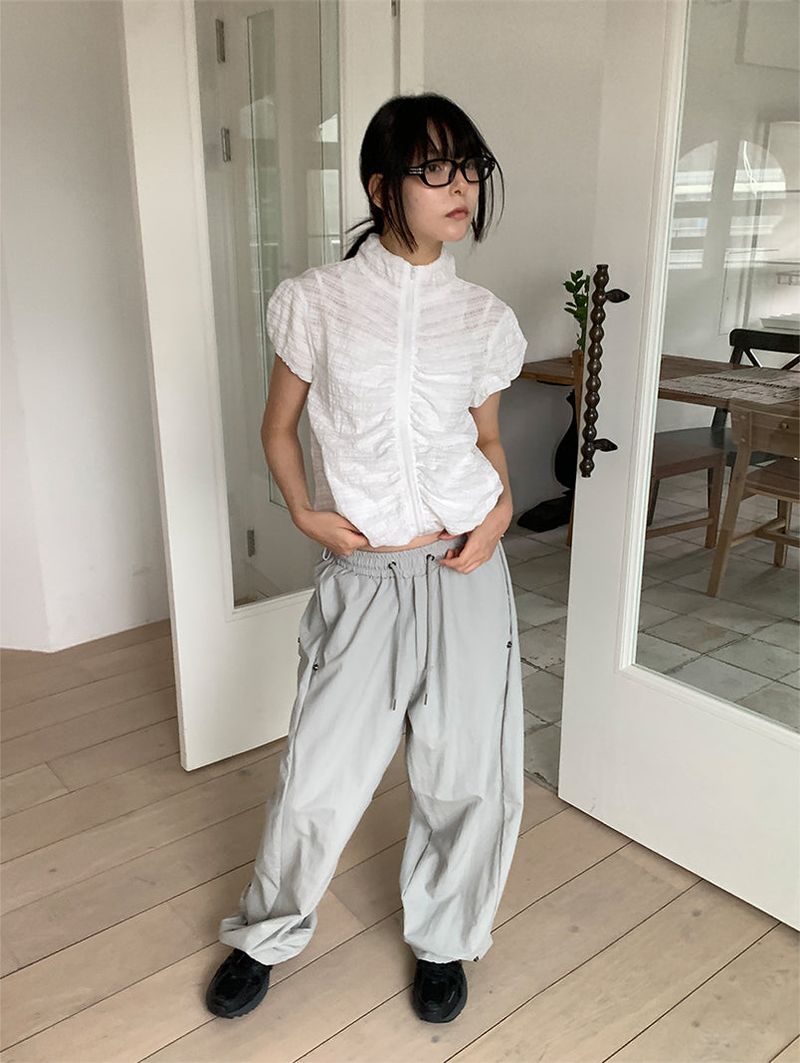 NYLON BIJO SNAP BUTTON PANTS (4C)