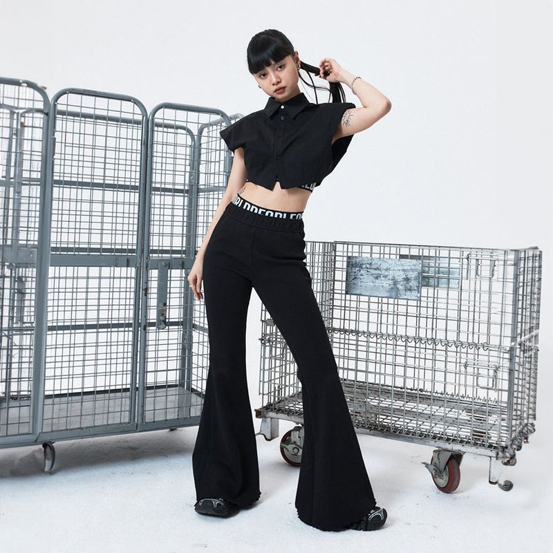 PEOPLEOFTHEWORLD（ピープルオブザワールド）の「Basic Fine Bootcut Banded Waist Pants (BLACK)（Pants）」