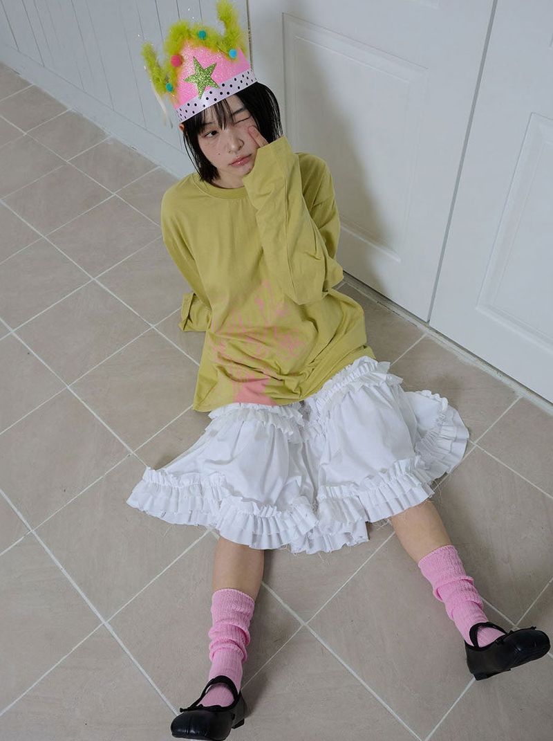RUFFLE POINT SKIRT - WHITE