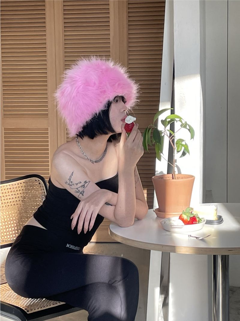 Shafka fur hat_ pink