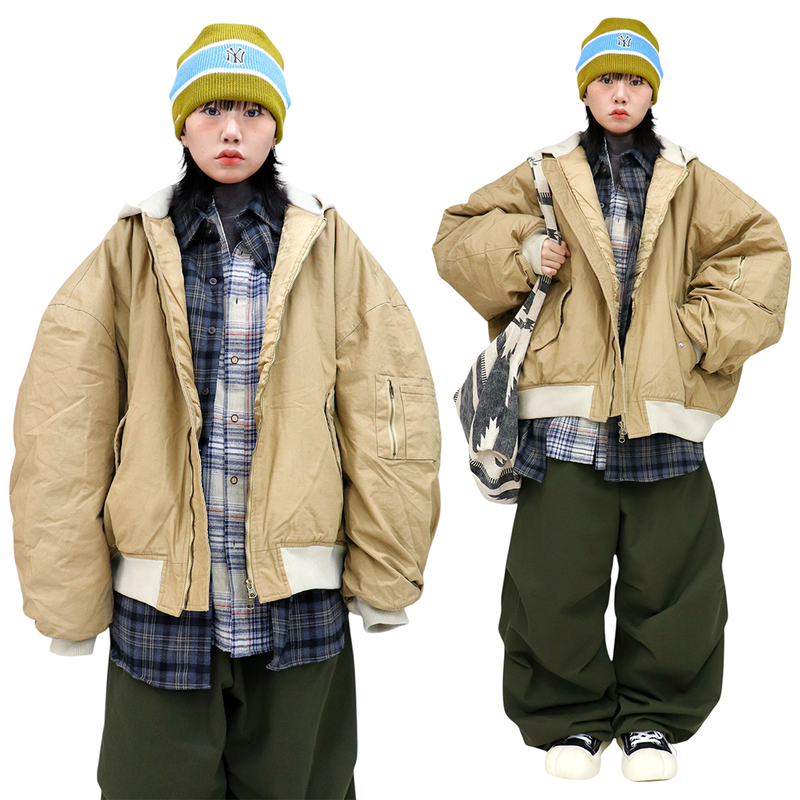 Two-Tone Hooded Ripstop MA-1 Padded Jumper
