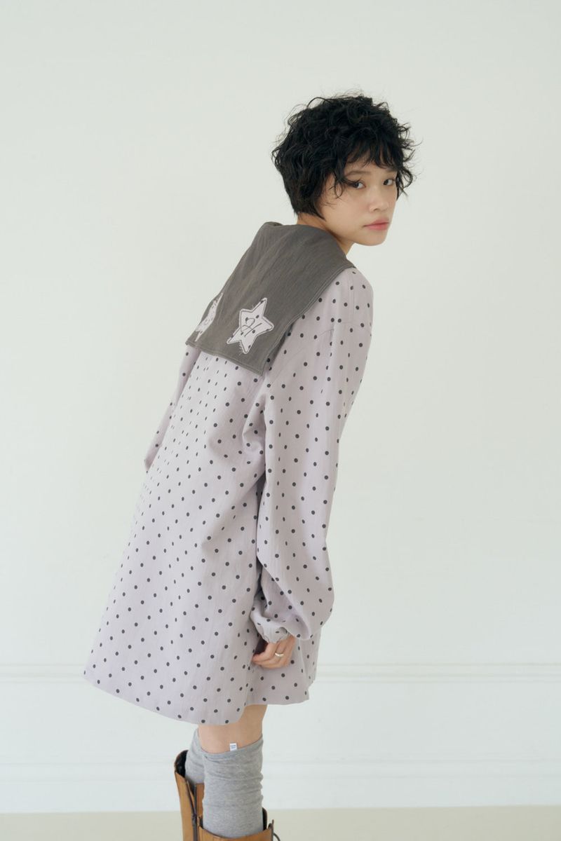 POLKA STAR PATCH SAILOR DRESS (PURPLE)
