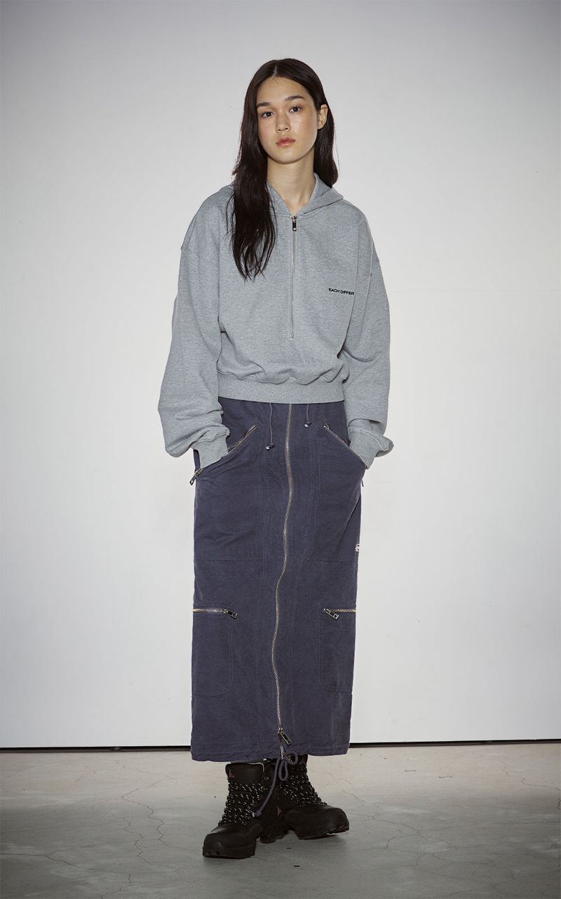 WASHED 2WAY ZIP SKIRT_PURPLE BLUE