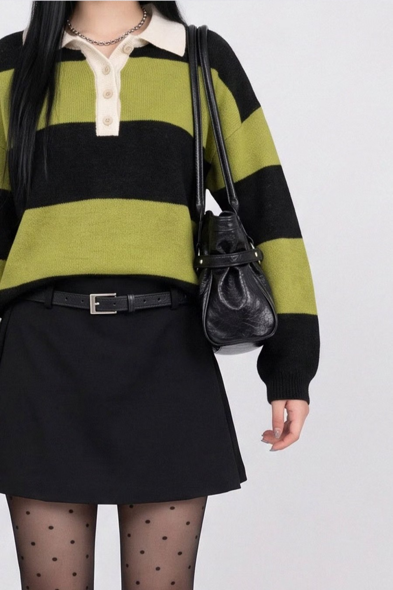 WRAP SKORT WITH LEATHER BELT (2COLORS!)