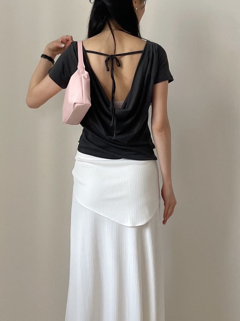 [Scarf SET] Pleated H-Line Long Skirt