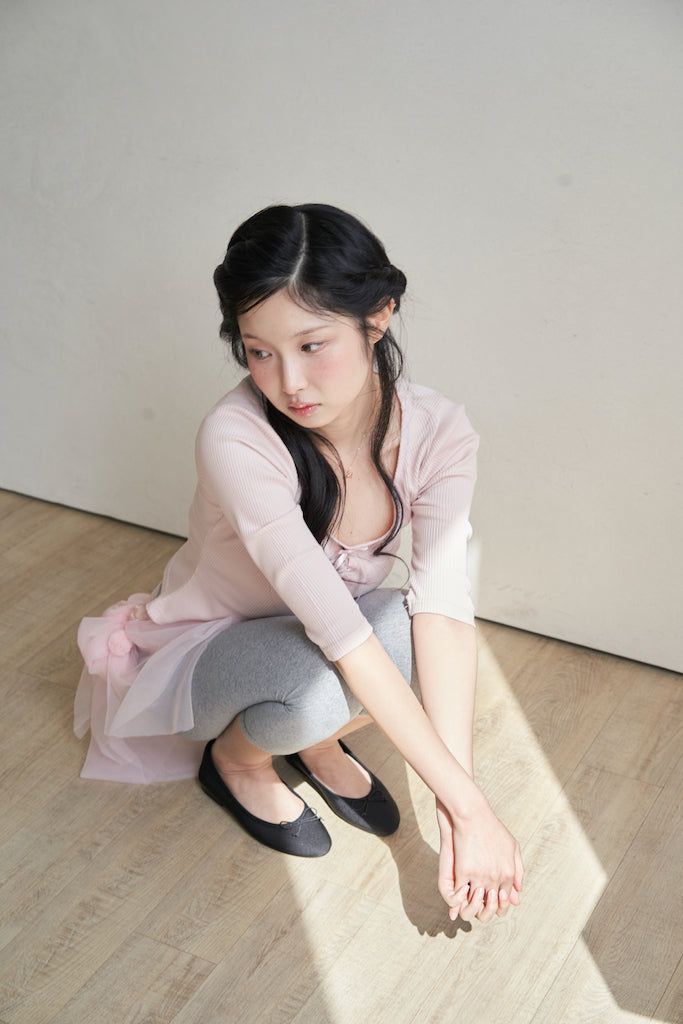 Butterfly key point shirring top - pink