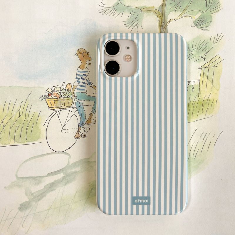 creamy blue glossy hard phone case