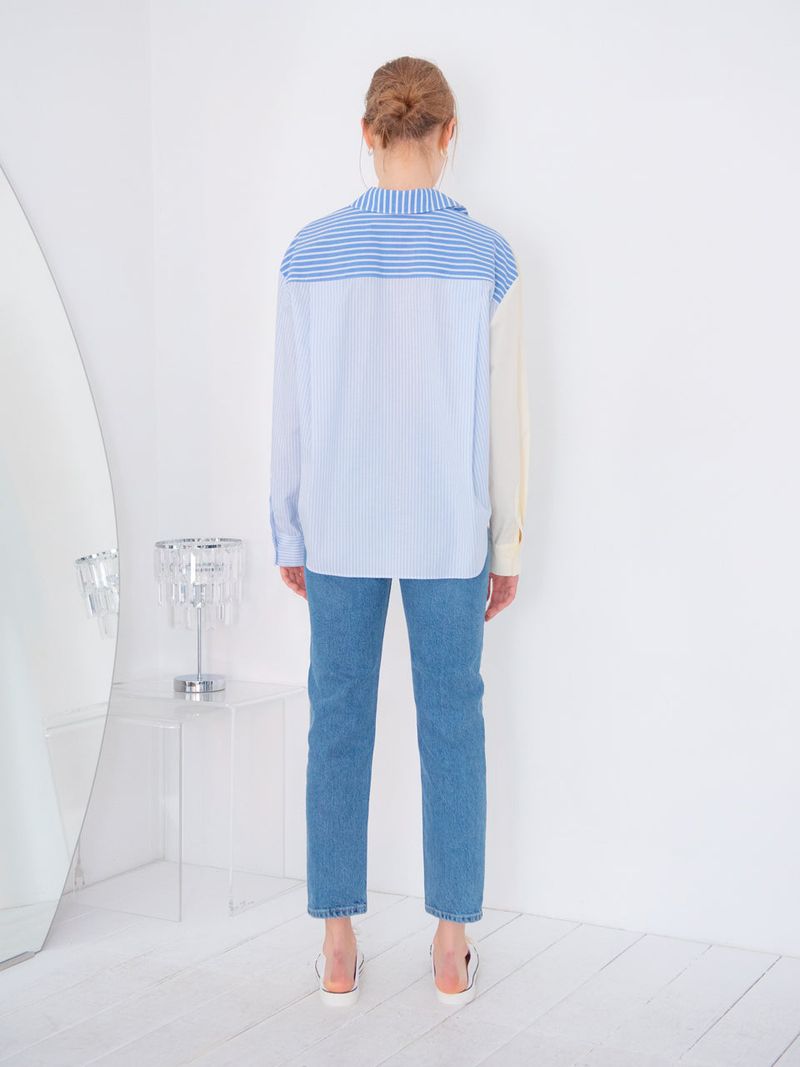 COLOR BLOCKING STRIPE SHIRT