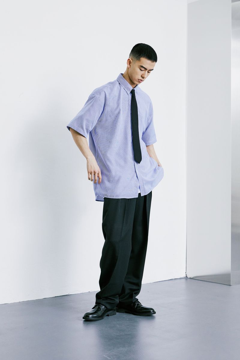 STRIPE COMF LOOSE FIT SHIRT BLUE