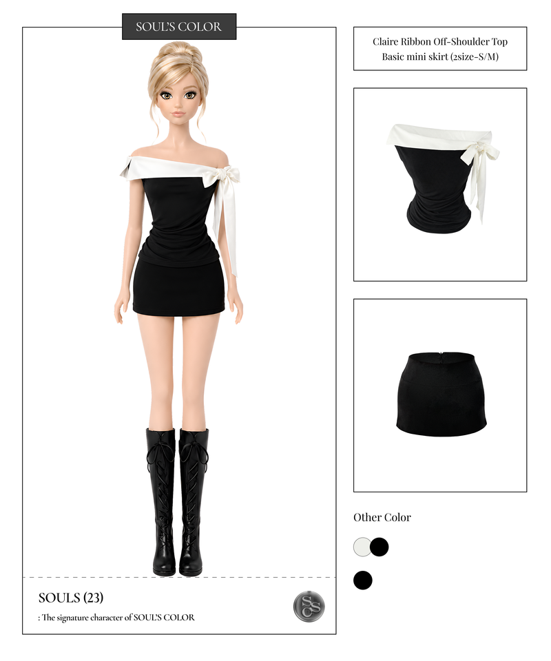 Claire Ribbon Off-Shoulder Top (2color)