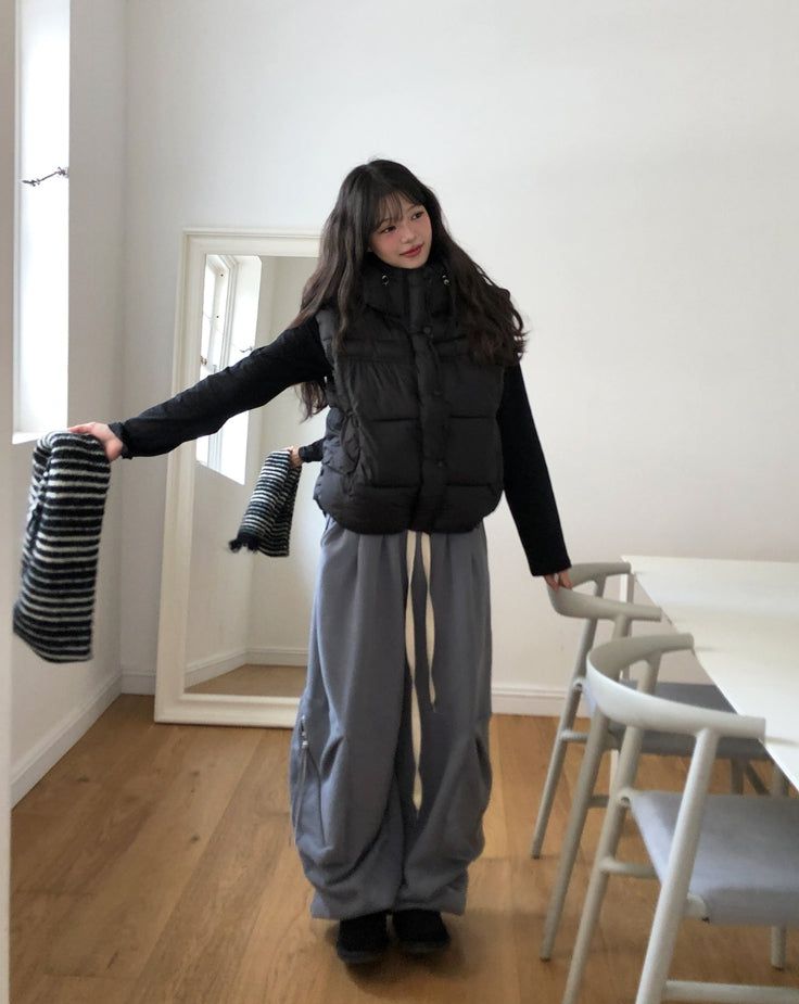 Miley String Hooded Vest Padded
