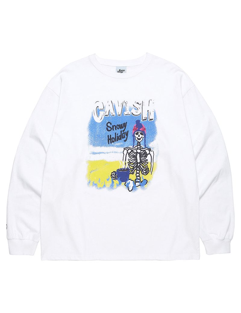 cavish（カビシ）の「SNOWY HOLIDAY LS TEE WHITE(CV2CFUT552A)（Tops）」