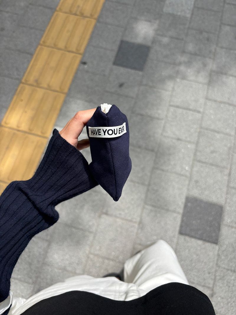 Soft cotton flat pouch - navy , M size