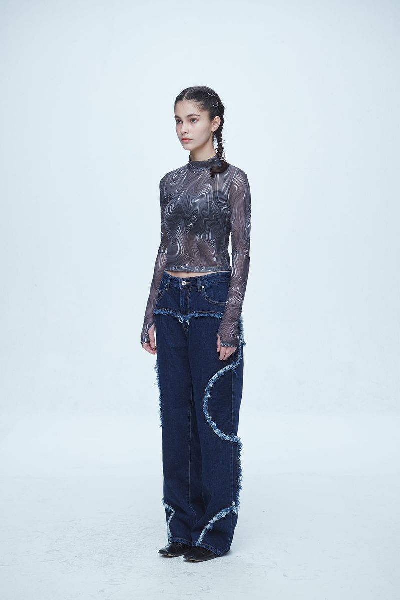 Snake Cutting Denim Pants