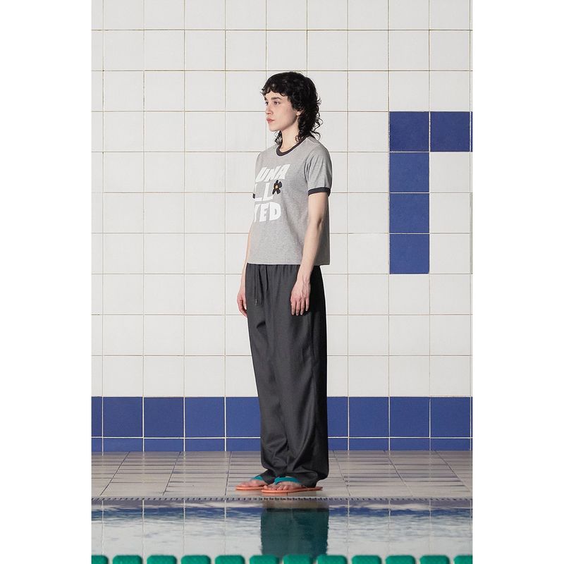 LOGO RINGER T SHIRT / GREY