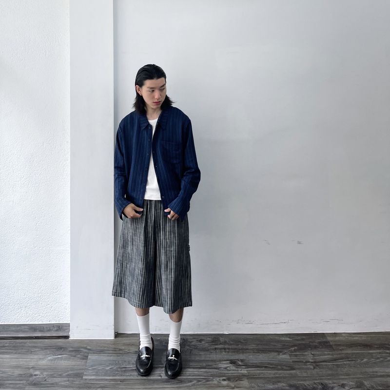 Crinkled Textured Long-Sleeve Shirt