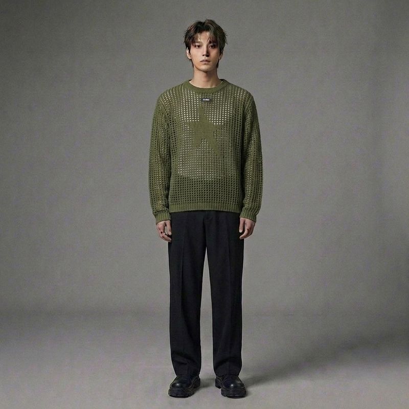 Khaki See-Through Knit