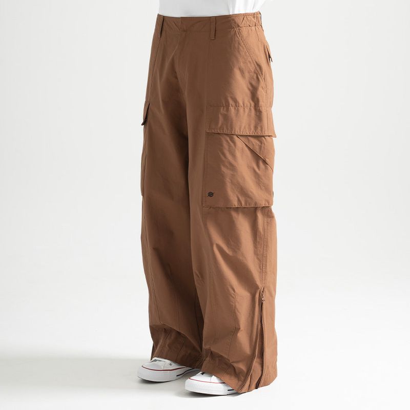 Nylon RIB Wide Pocket Pants - CAMEL