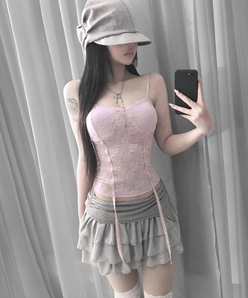 ローズ レース コルセット トップ(4colors)