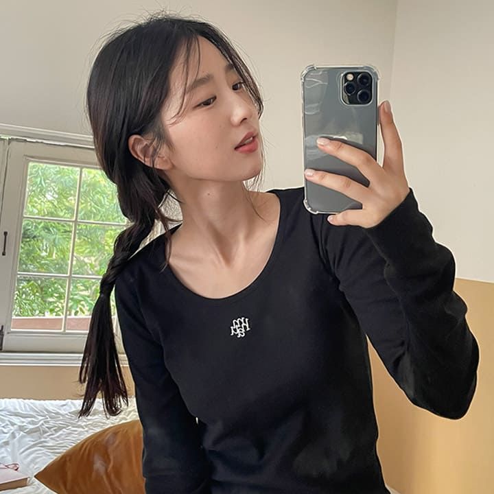 STITCH U NECK LONG SLEEVE T-SHIRT