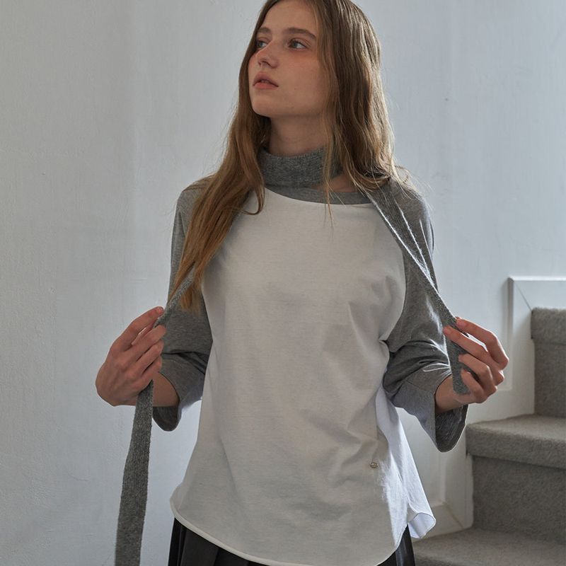 OVT-U(オーブイティーユー)の「Cozy Mellow Charm Raglan Top_Gray(Tops)」