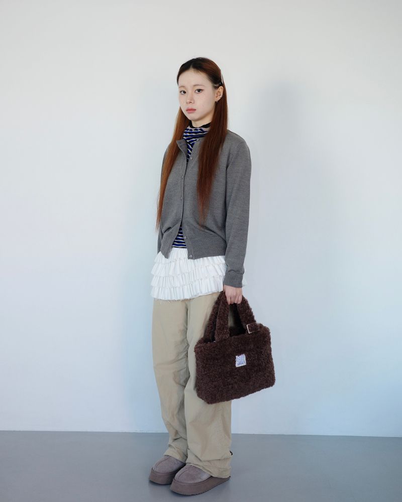 Teddy mini fur bag _ dark brown