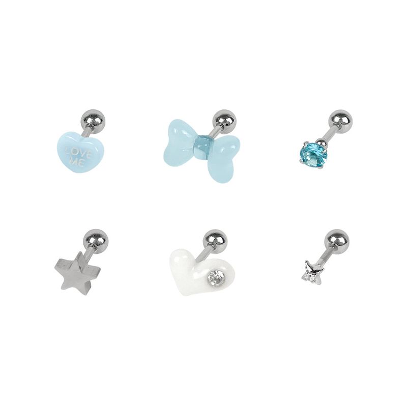 [SET] Ribbon Heart Cubic Piercing