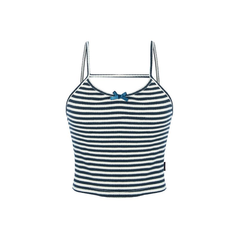 ANOTHERA(アナザーエー)の「STRIPE RIBBON SLEEVELESS_Navy(Tops)」