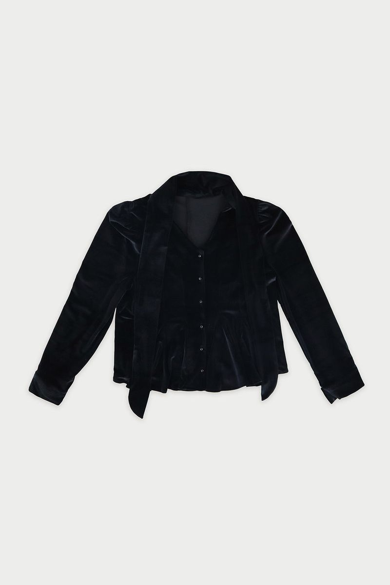 Velvet scarf blouse