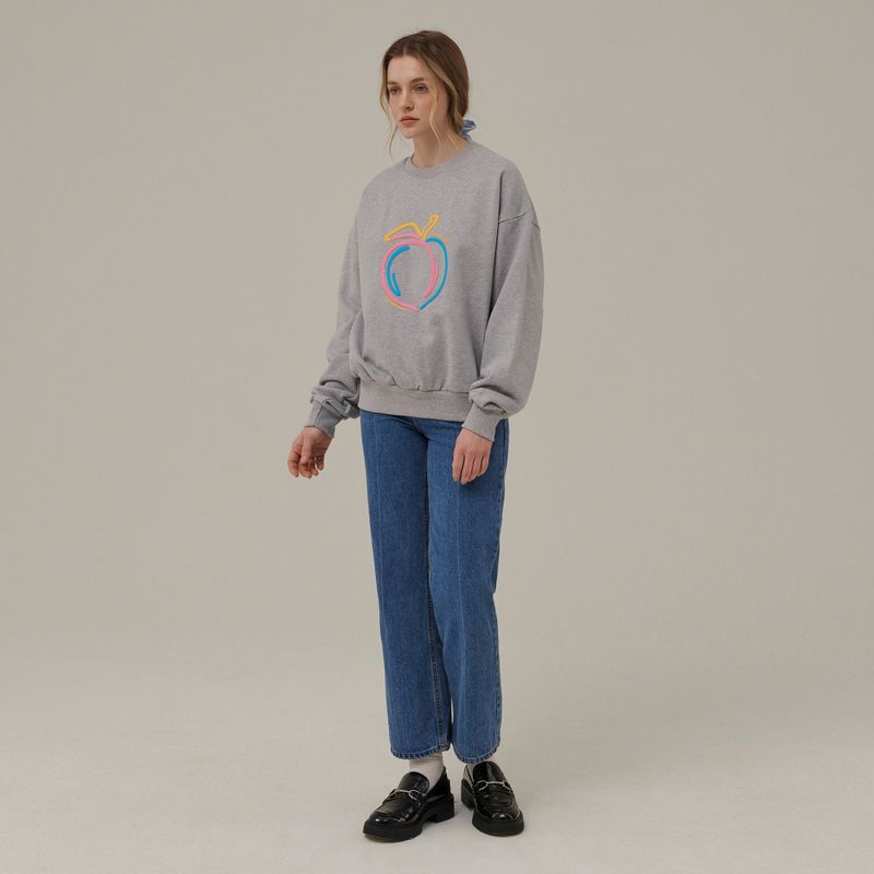 PEACH EMBOSSED PRINT SWEATSHIRT_MELANGE GRAY