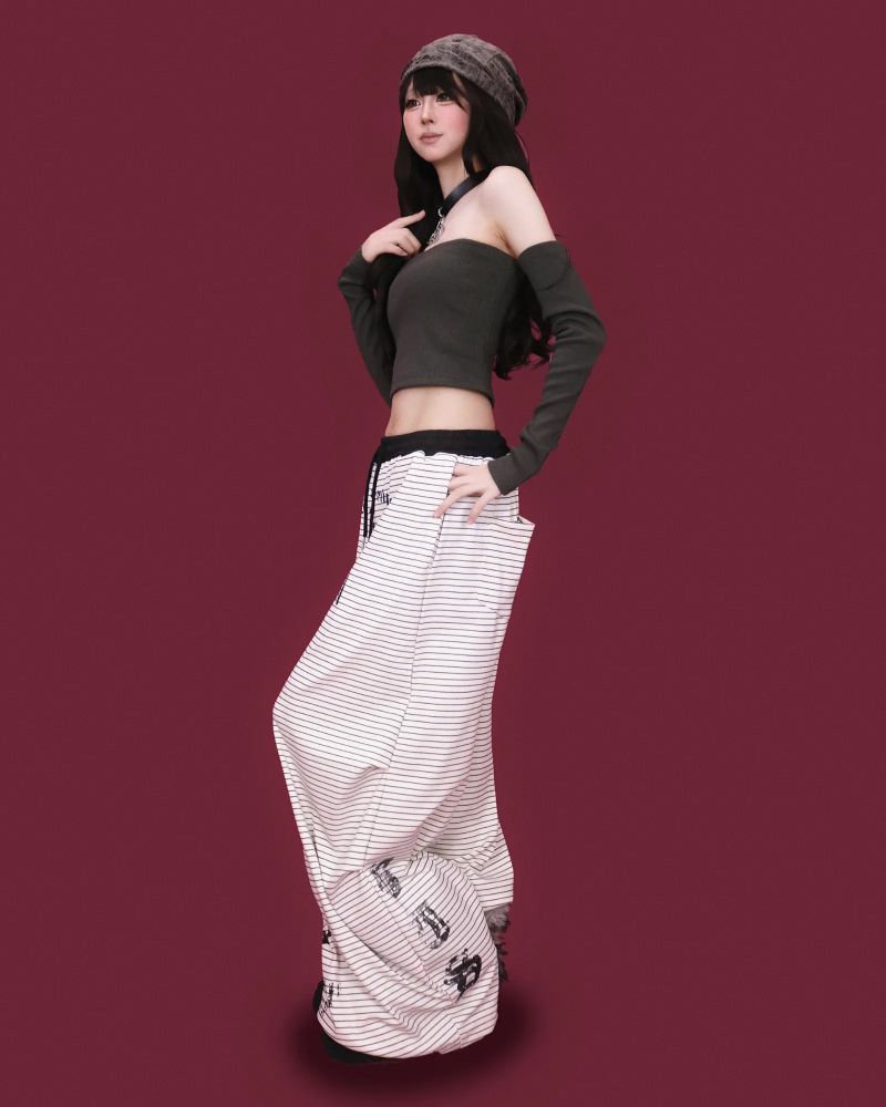 action striped wide pants (2color)