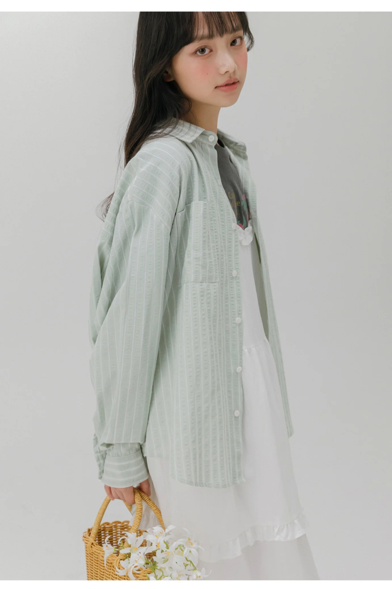 TWO POCKET STRIPE SHIRT (MINT)