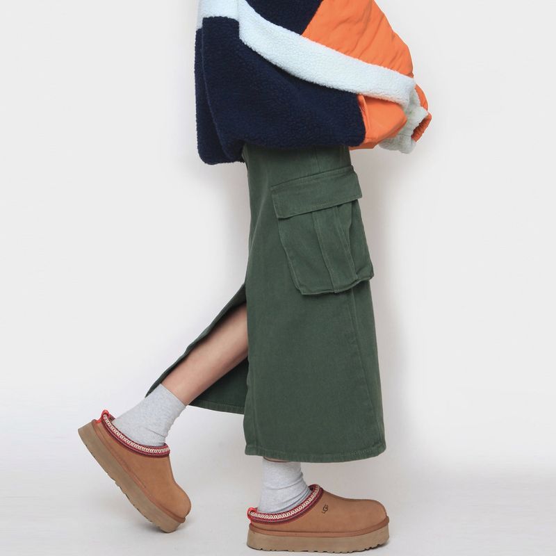 open cargo long skirt
