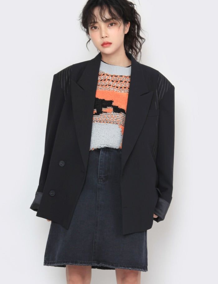 high denim half-length skirt
