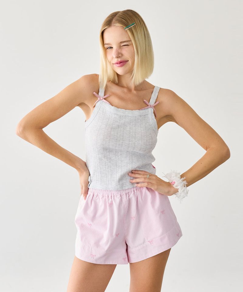 STRIPE RIBBON SHORTS PINK
