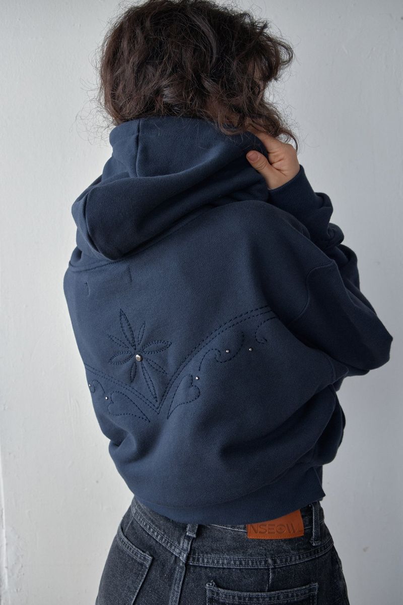 INSEOWL（インサウル）の「WESTERN BOLD STITCH HOODIE - NAVY （Tops）」