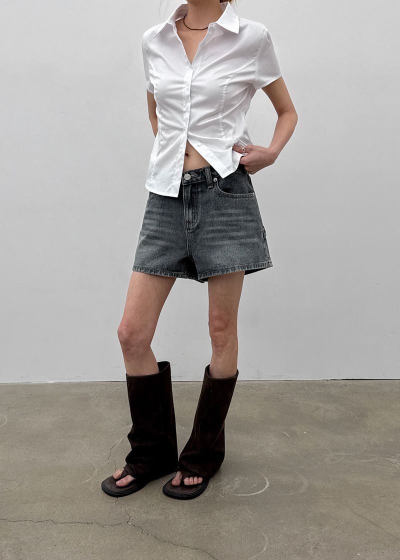 [MADE] Kuriring Cotton-Span Slim Short-Sleeve Shirt