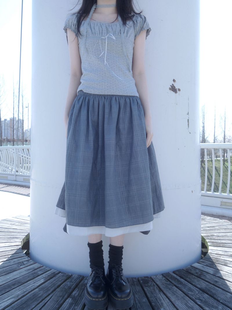 ZELENA（ゼレナ）の「check sleeve skirt（Skirts）」