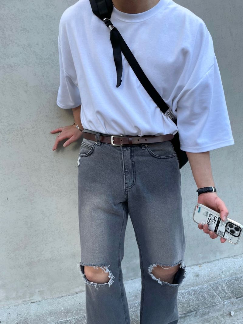 EASY DETROYED DENIM PANTS(2COLOR)