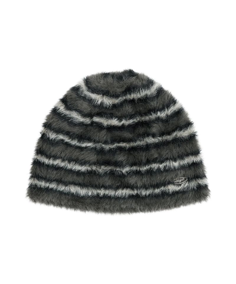 HAIRY STRIPE BEANIE_CHARCOAL